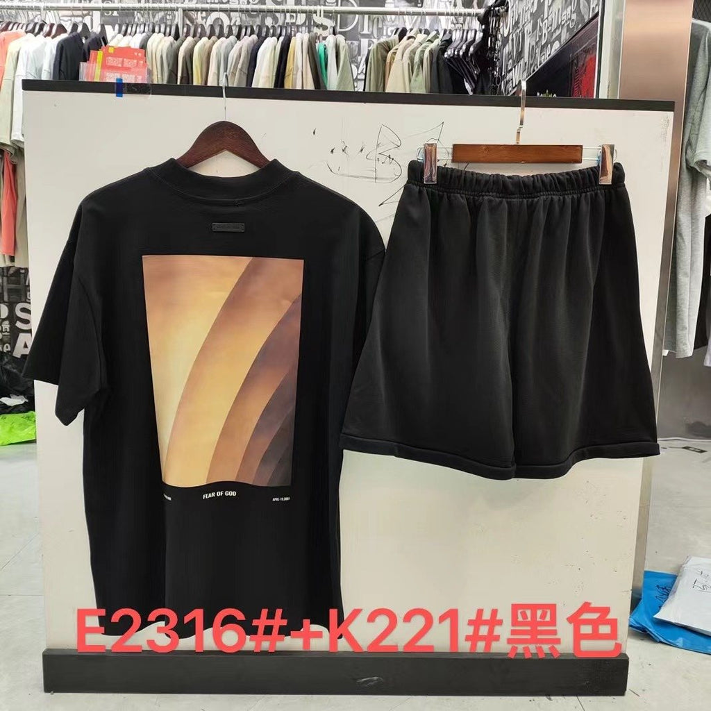 ESSENTIALS Three-Bar Graphic T-Shirt and Shorts Set