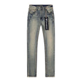 VALABASAS Washed Distressed Blue Jeans with Rear Patch