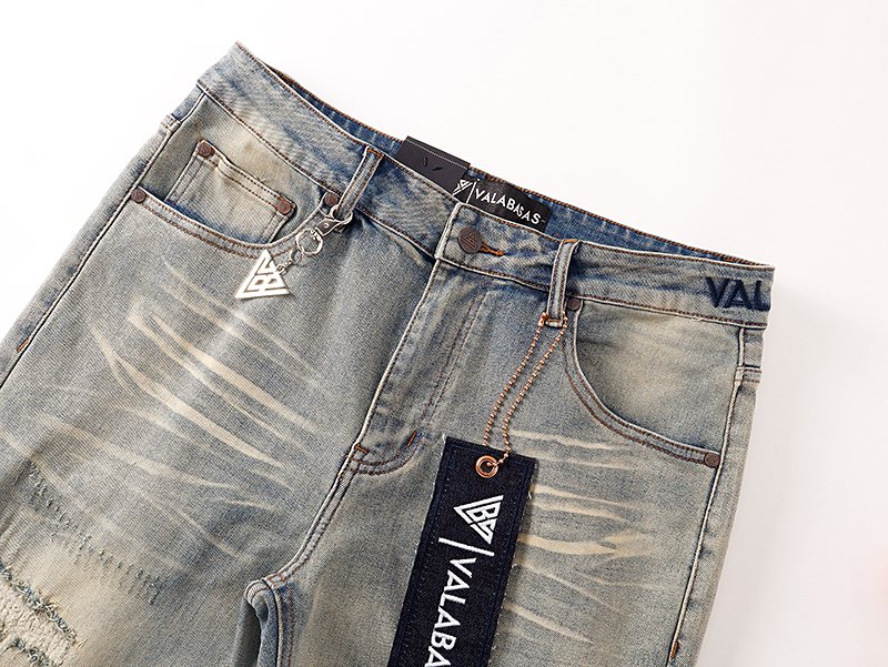 VALABASAS Light Blue Distressed Repair Jeans
