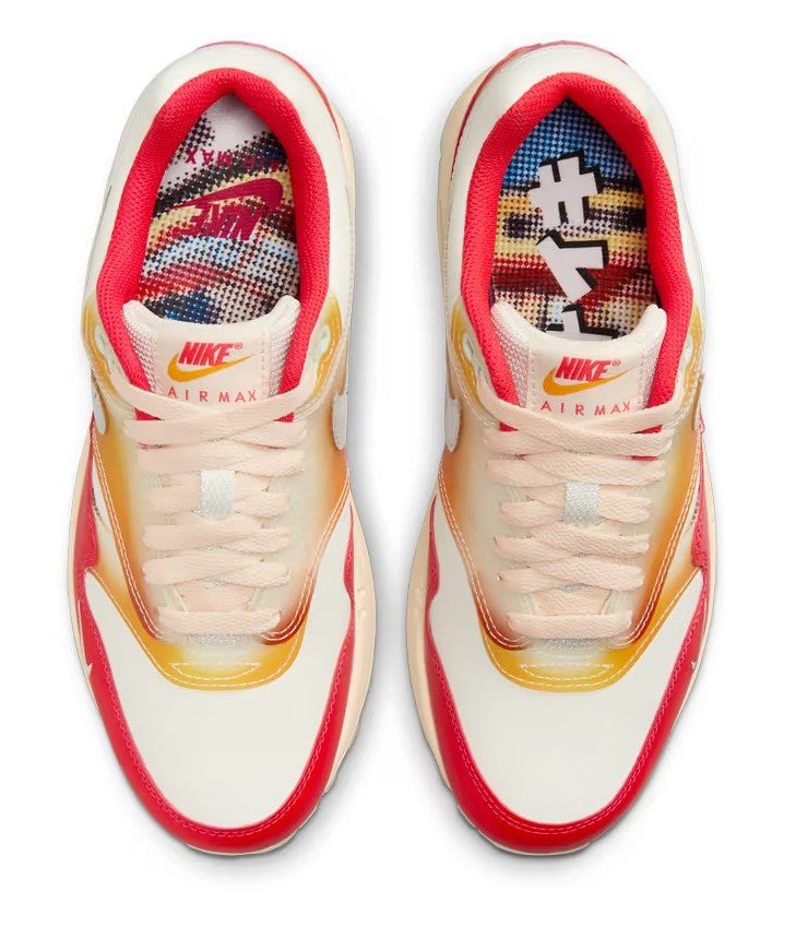 Women's Nike Air Max 1 '87 PRM Sail/Metallic Slvr-Siren Red (FN7683 133)