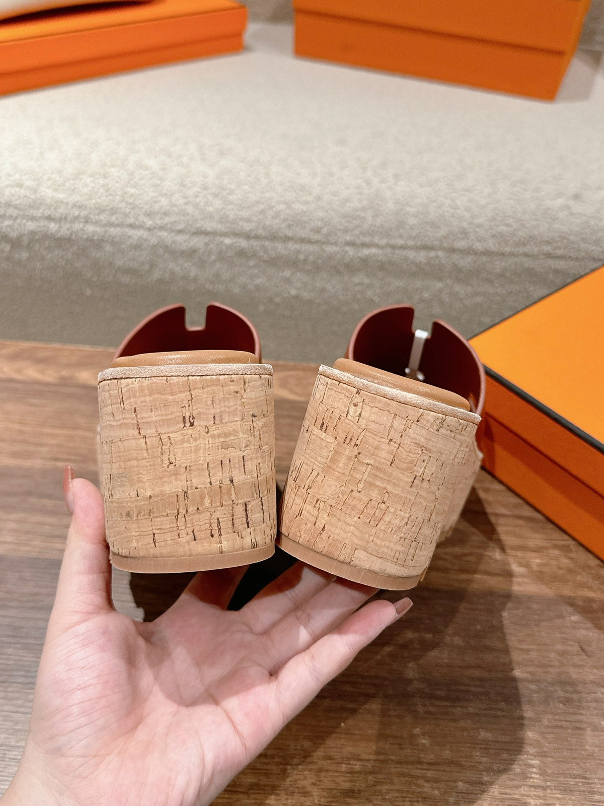 Hermès H-Strap Calfskin Platform Sandals