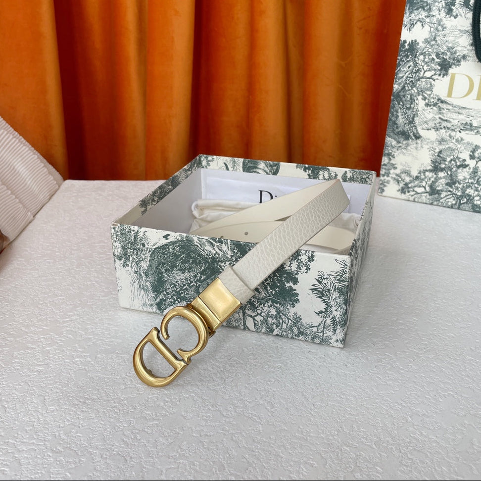 DIOR 25S BELT 20 MM IN CREAM WHITE CALFSKIN 563225