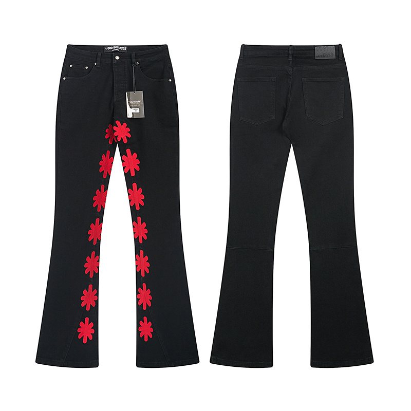 LOSTSHDWS Floral Applique Flared Jeans