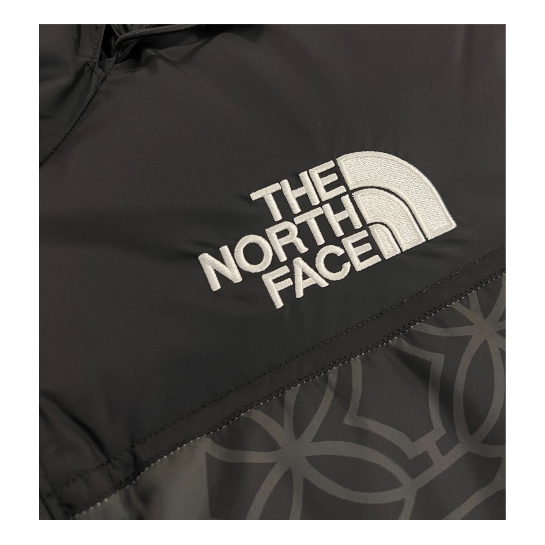 The North Face 1996 Nuptse Patterned Puffer Jacket in Black