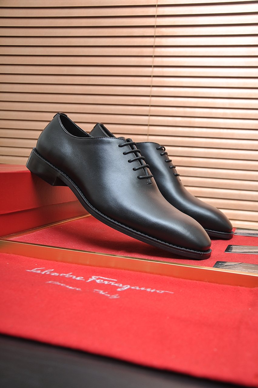 Salvatore Ferragamo Black Lace-Up Dress Shoes