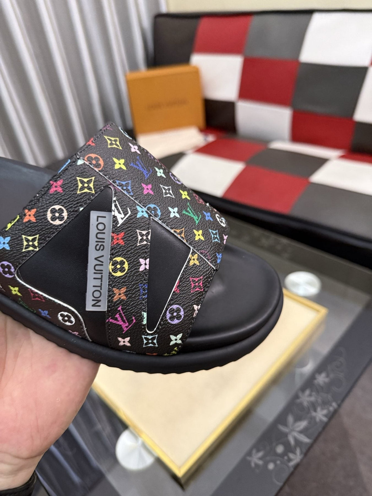 Louis Vuitton Multicolor Strap Slide Sandals
