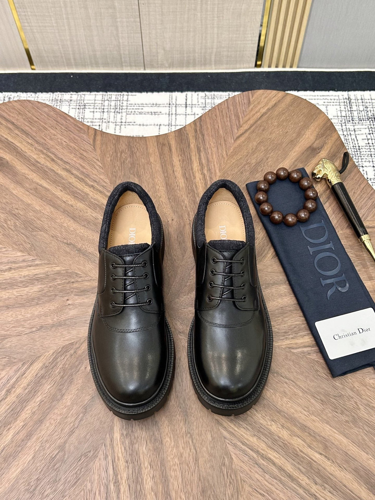 Dior Black Lug Sole Lace-Up Shoes