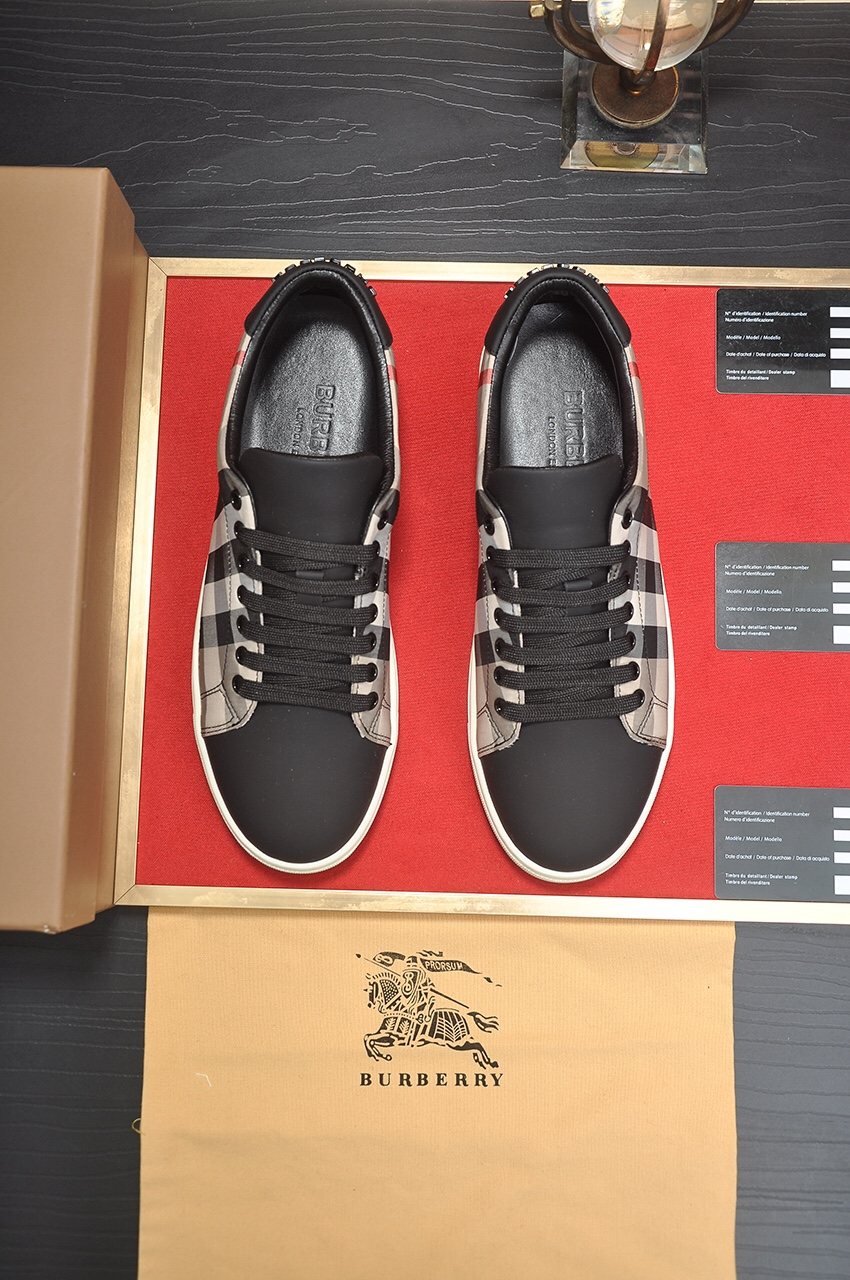 Burberry Gray Check Low-Top Sneakers