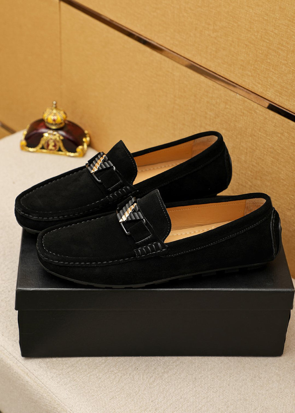 Prada Black Metal Bar Loafers