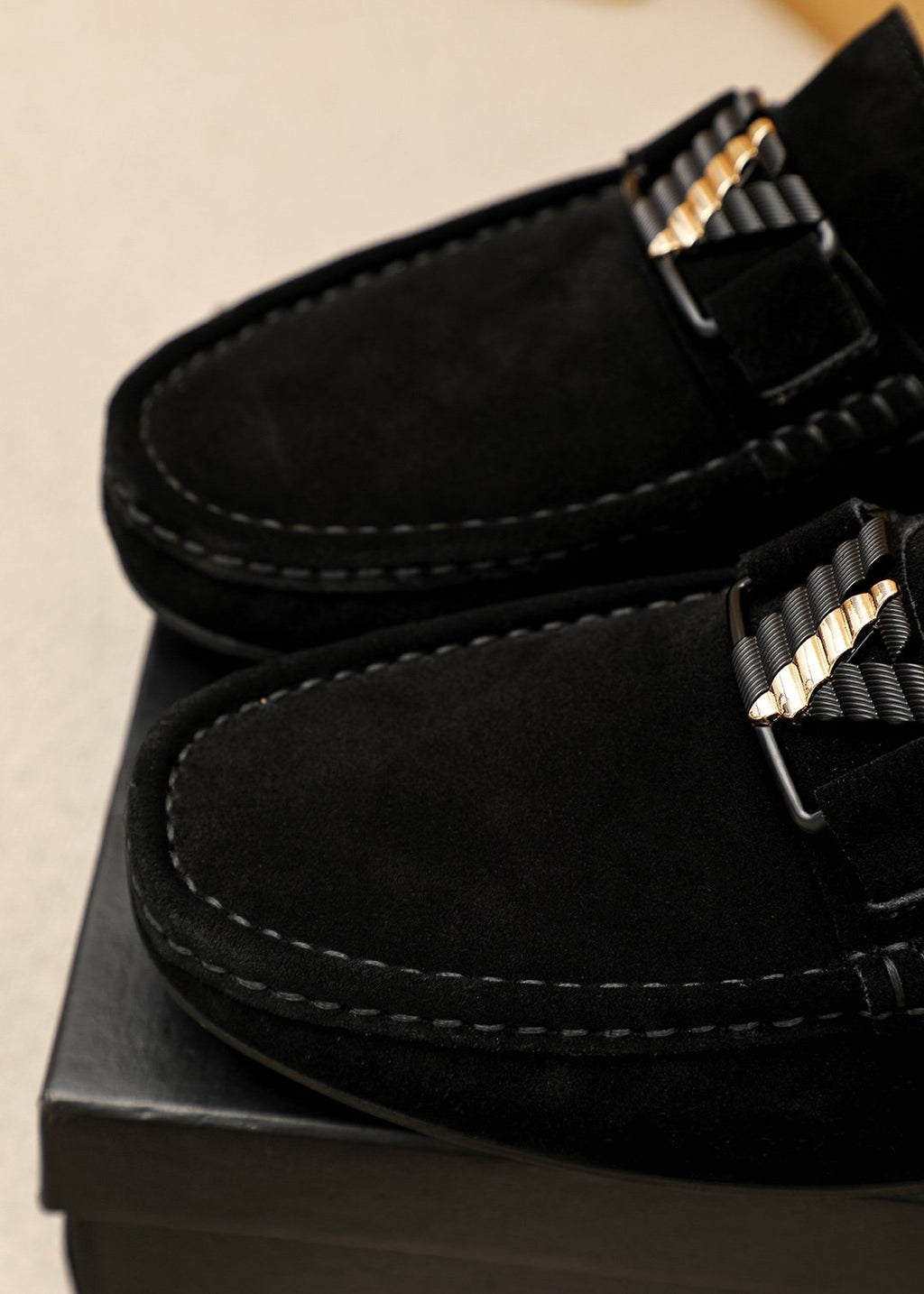 Prada Black Metal Bar Loafers