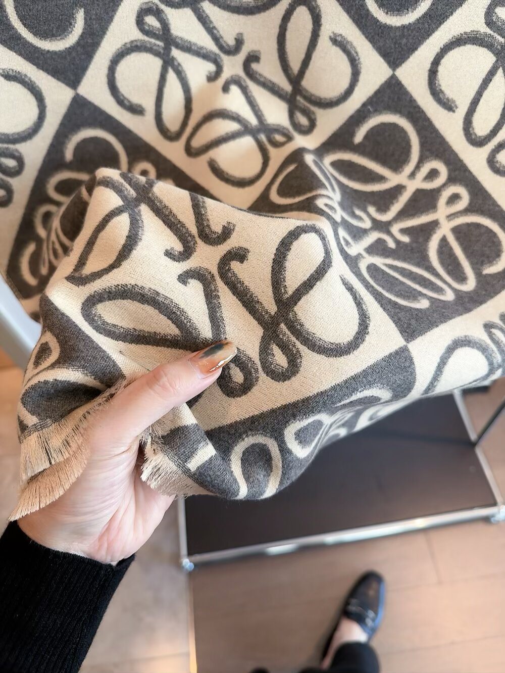 Loewe Reversible Anagram Fringe Scarf