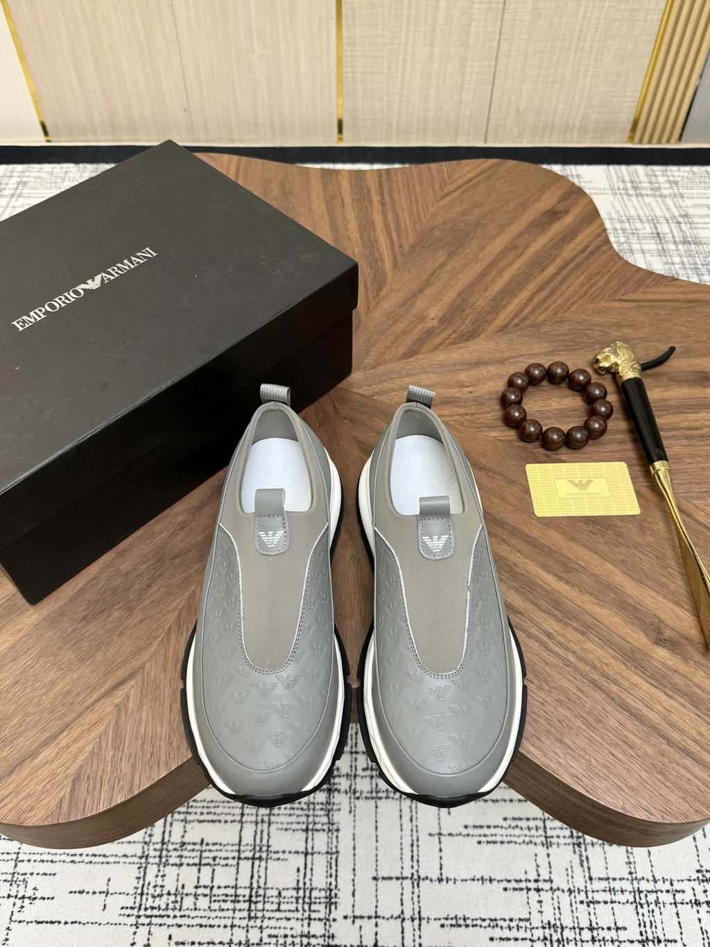 Emporio Armani Gray Slip-On Sneakers
