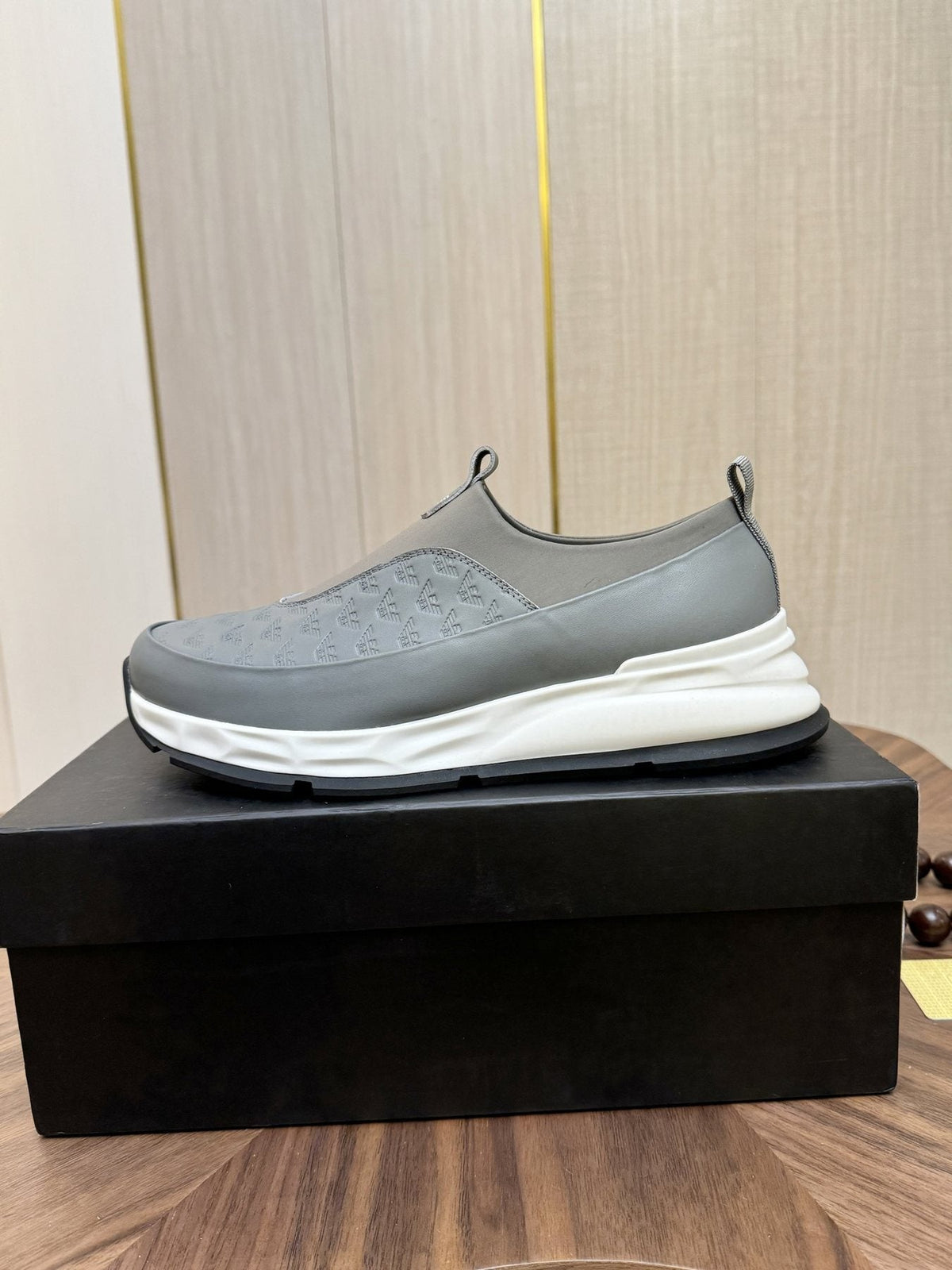 Emporio Armani Gray Slip-On Sneakers