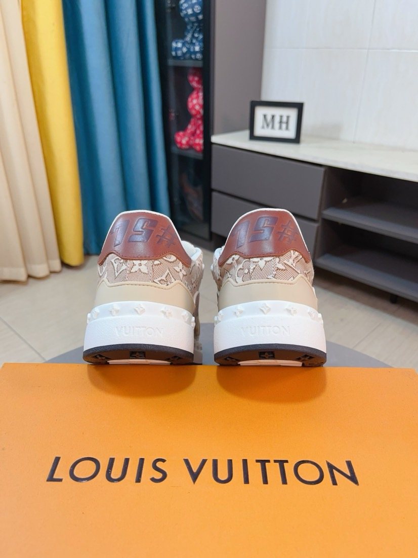 Louis Vuitton Beige-Brown Patterned Sneakers