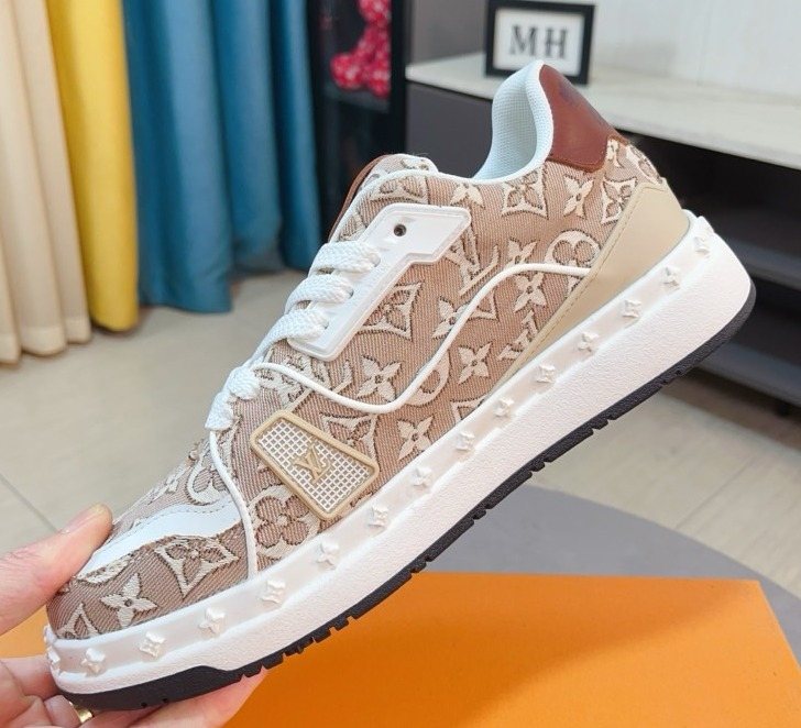 Louis Vuitton Beige-Brown Patterned Sneakers