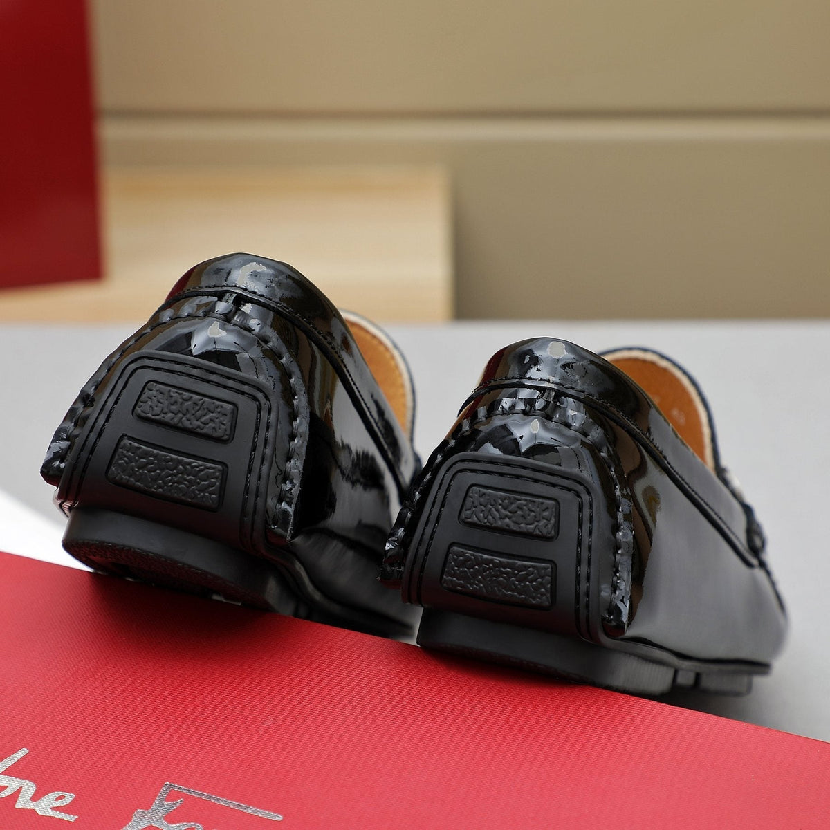 Ferragamo Men's Black Embossed Slip-On Loafers