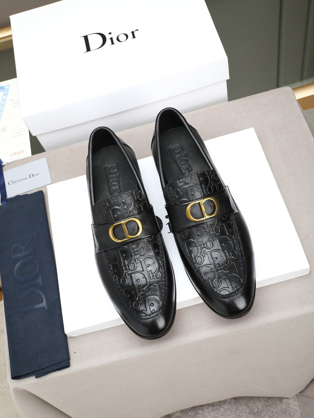 Dior Black Buckle Loafers