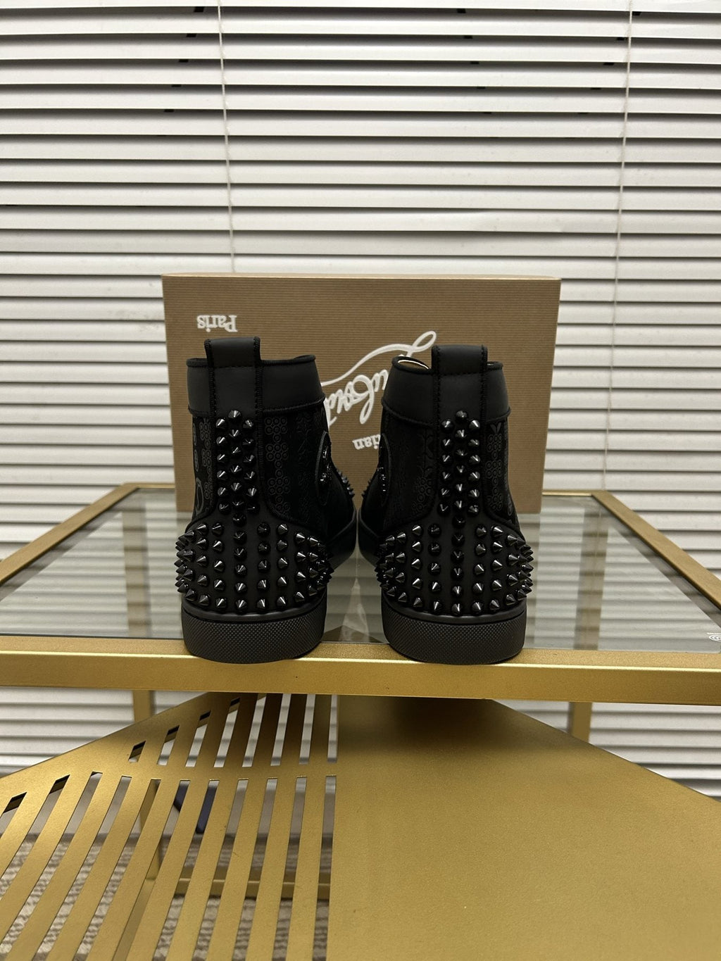 Christian Louboutin Black Studded High-Top Sneakers