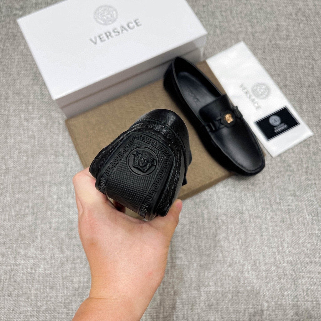 Versace Men's Black Medallion Loafers - Leather Lining