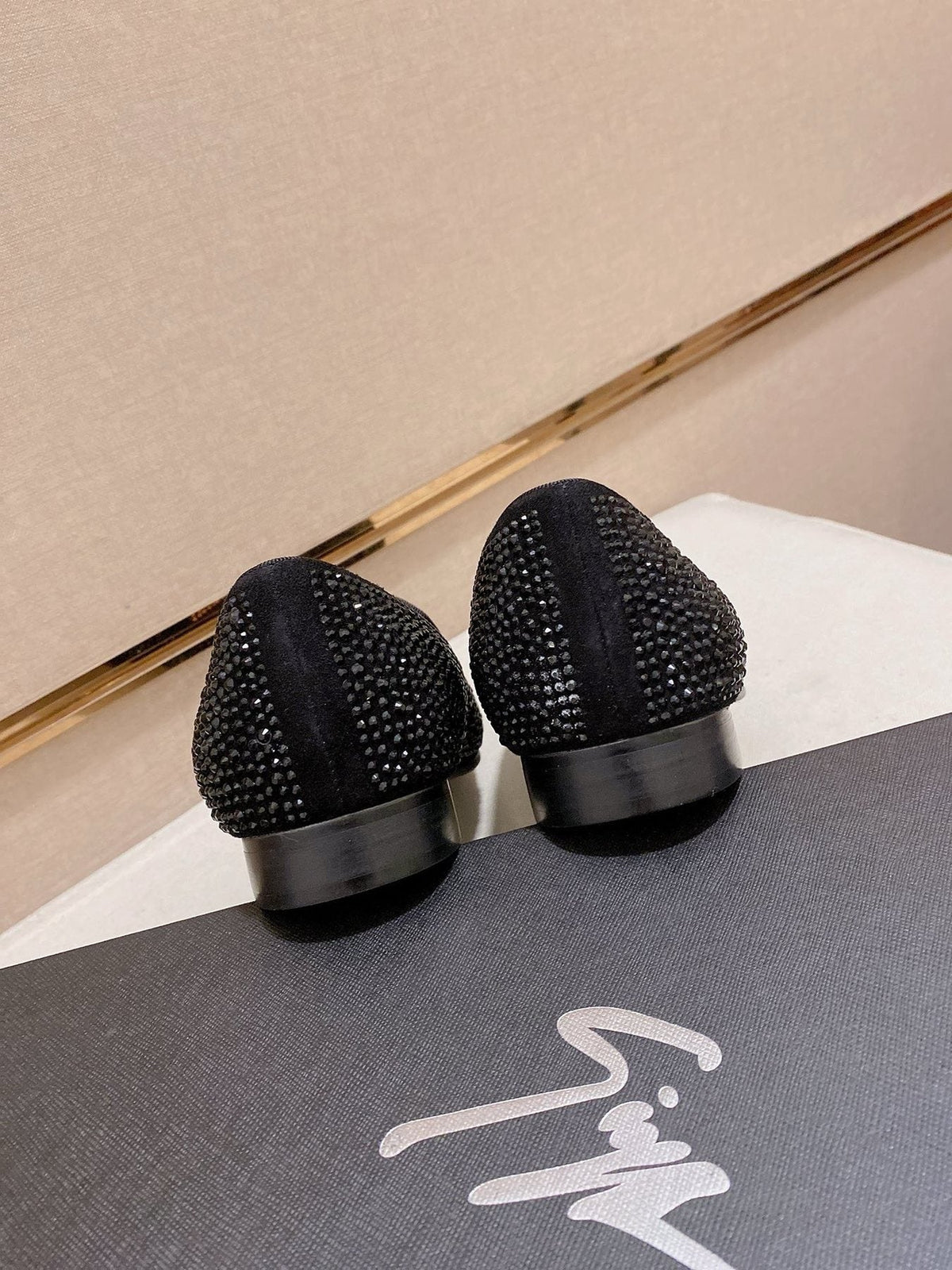Giuseppe Zanotti Men's Black Rhinestone Loafers