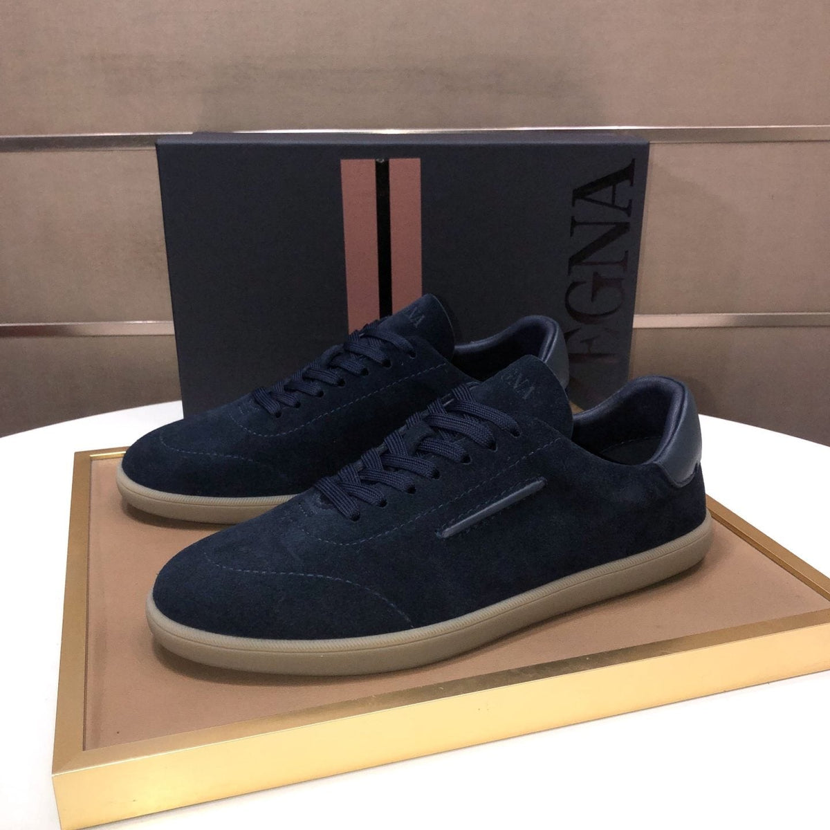 Zegna Navy Suede Sneakers