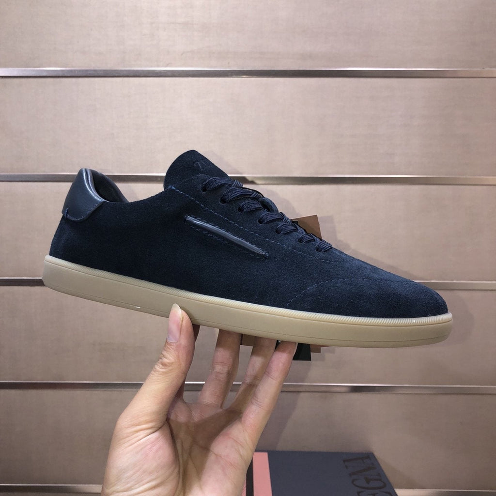 Zegna Navy Suede Sneakers