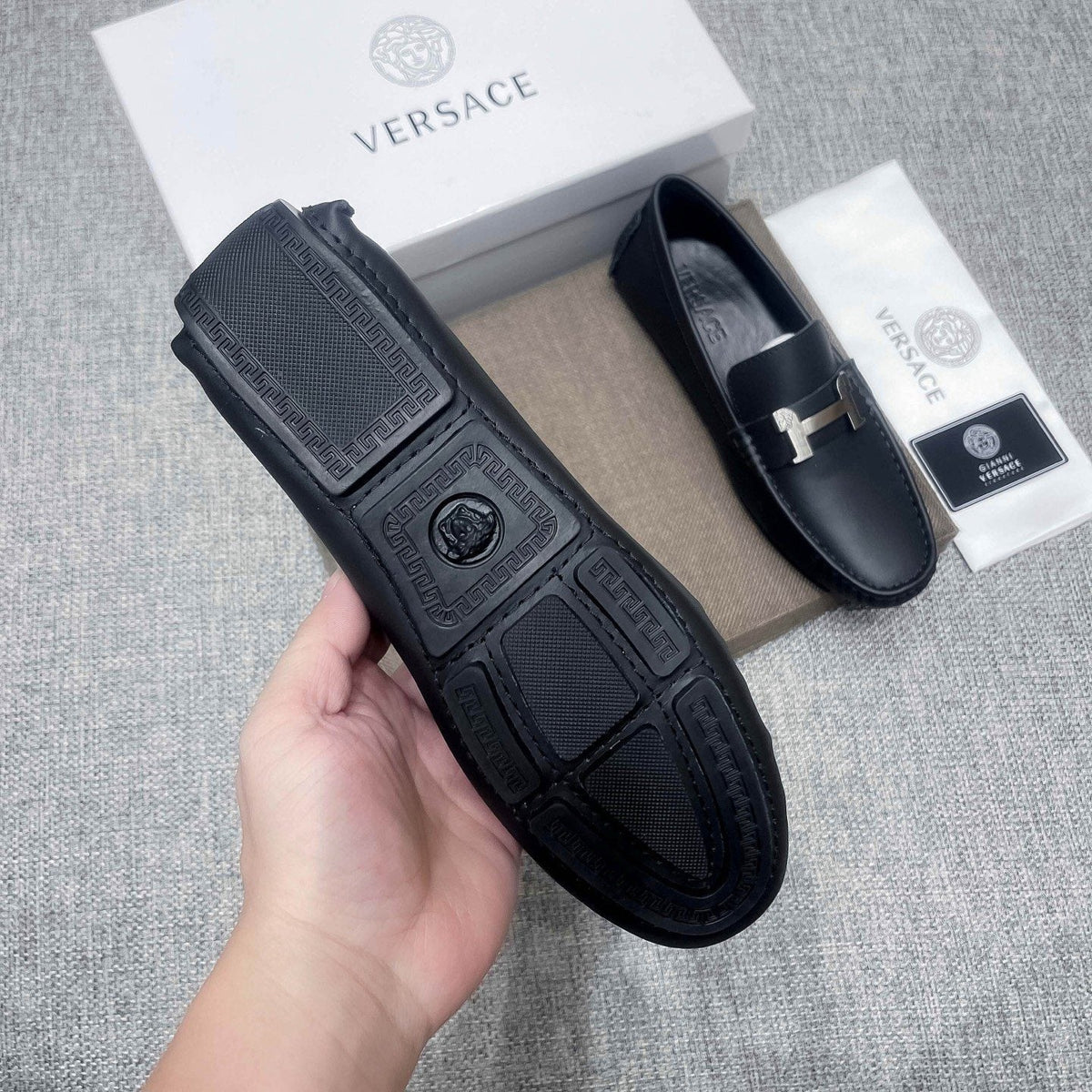 Versace Men's Black Bar Loafers