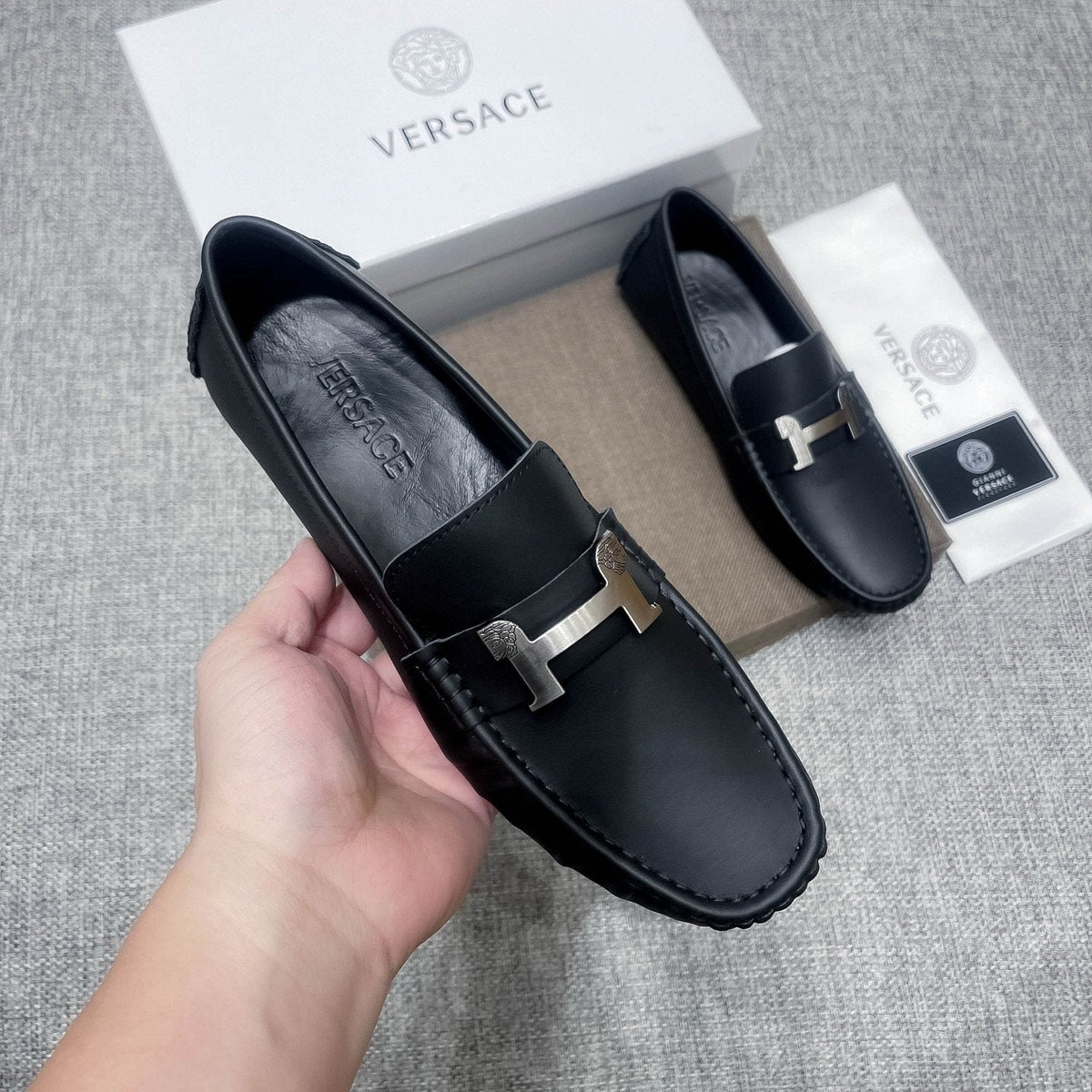 Versace Men's Black Bar Loafers