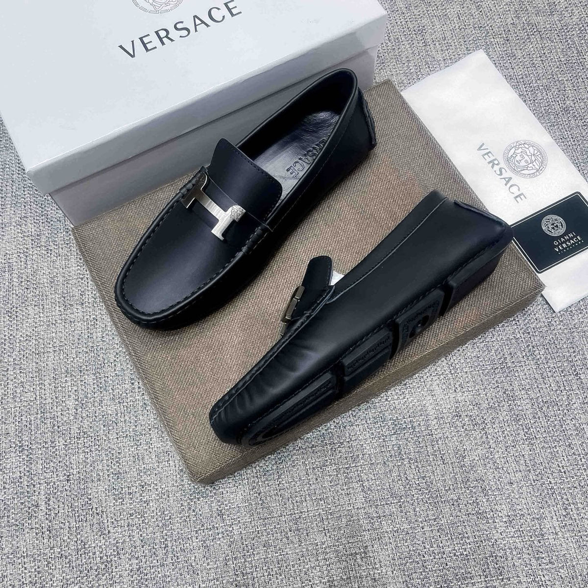 Versace Men's Black Bar Loafers