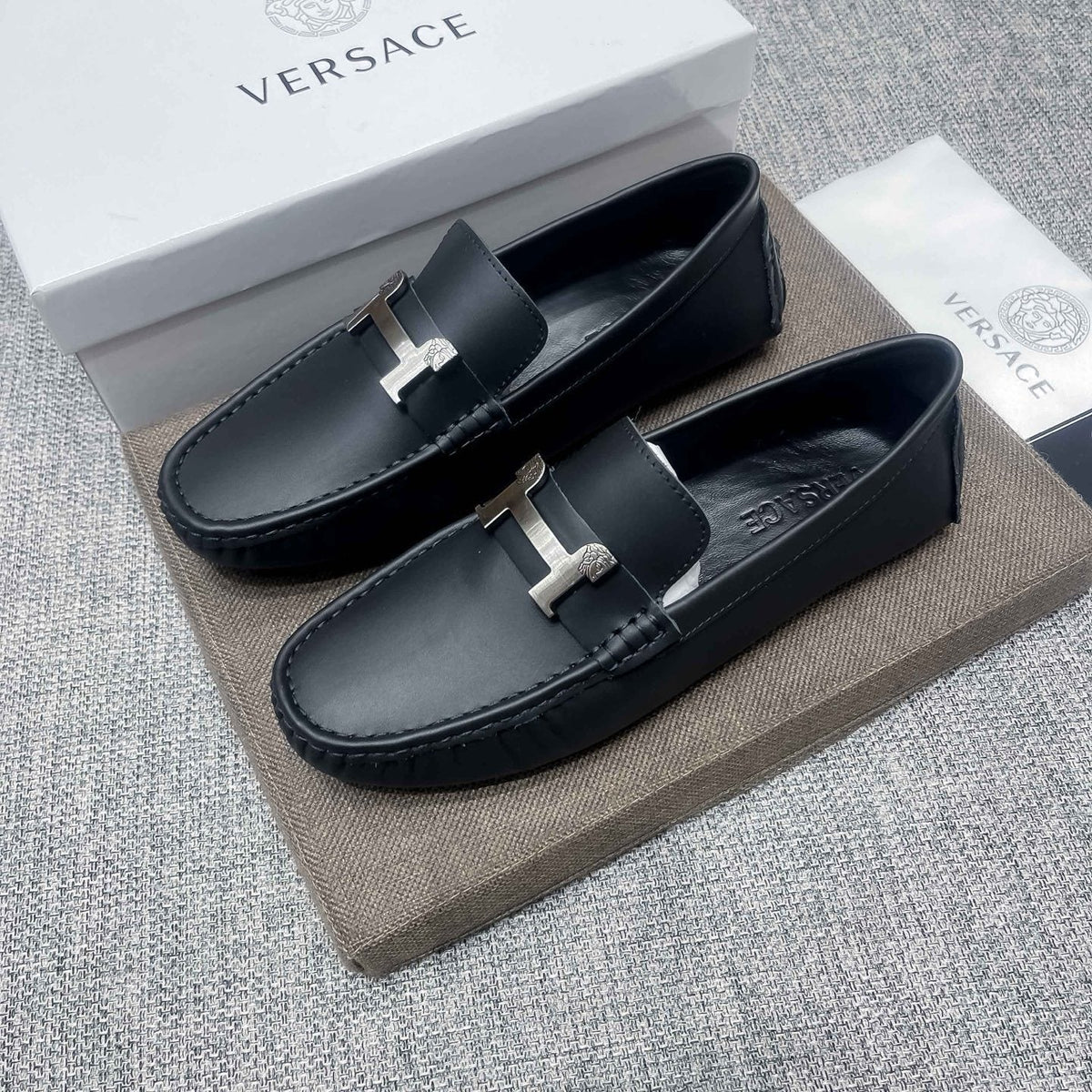 Versace Men's Black Bar Loafers