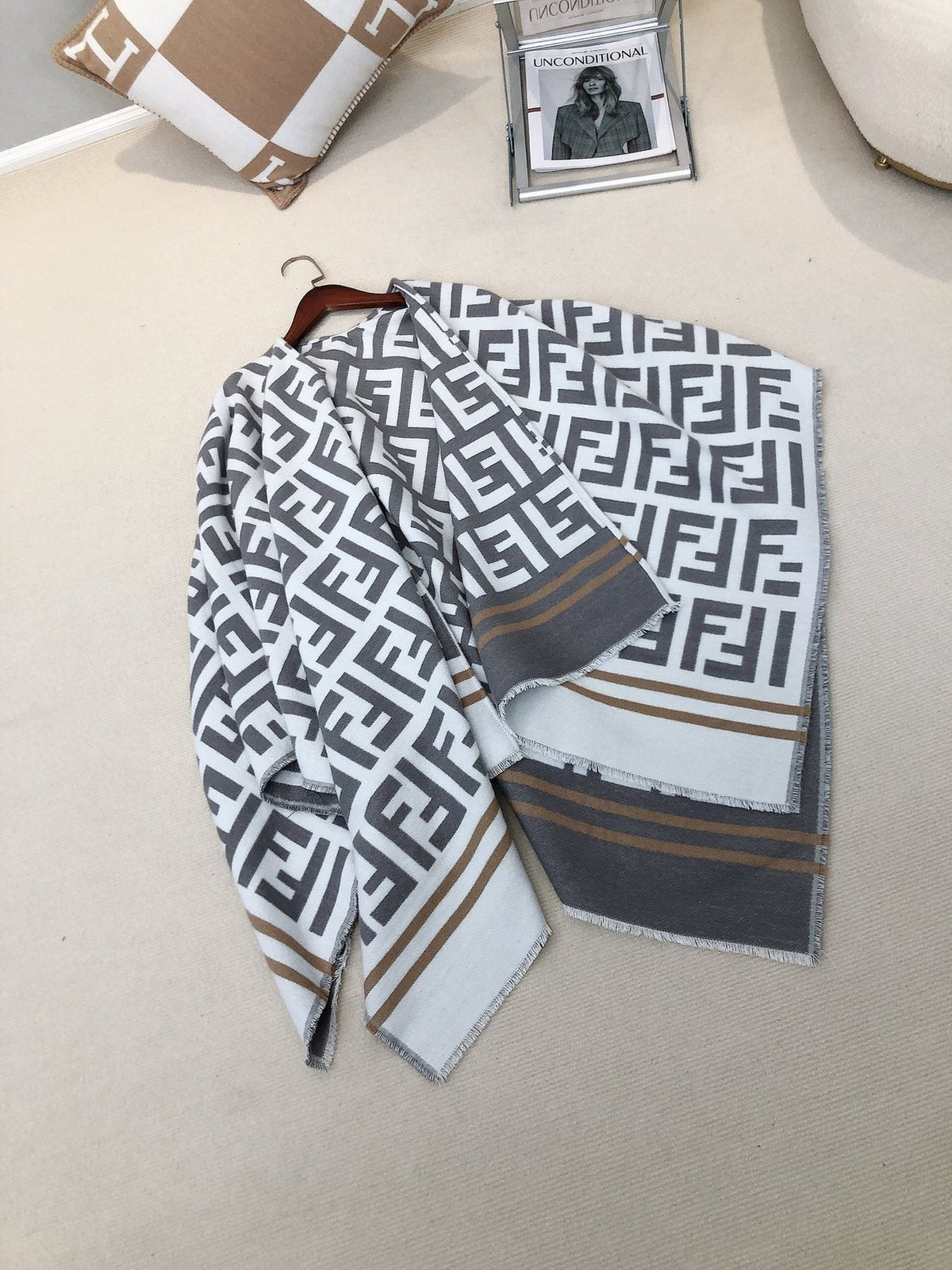 Fendi Geometric Trim Shawl