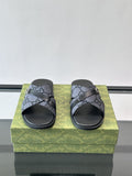 Gucci Gray and Black Cross-Strap Slide Sandals