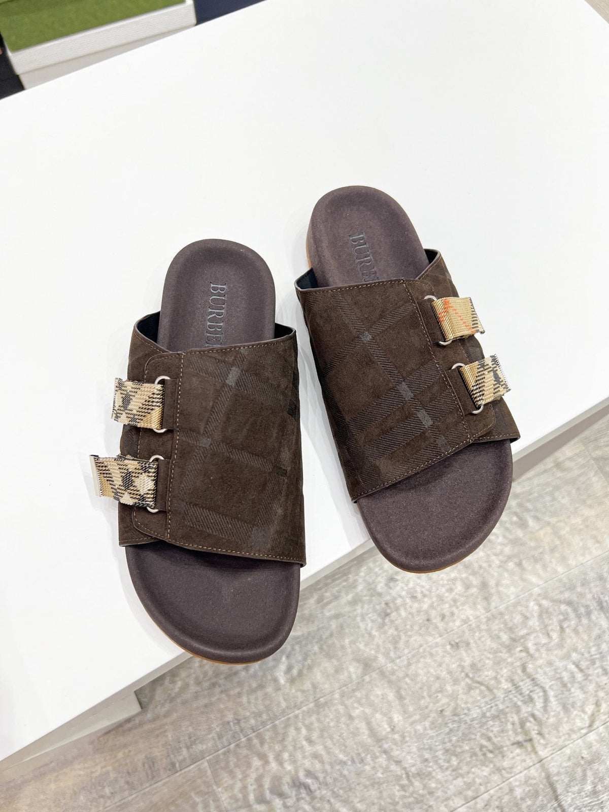 Burberry Men's Check Buckle Slide Sandals