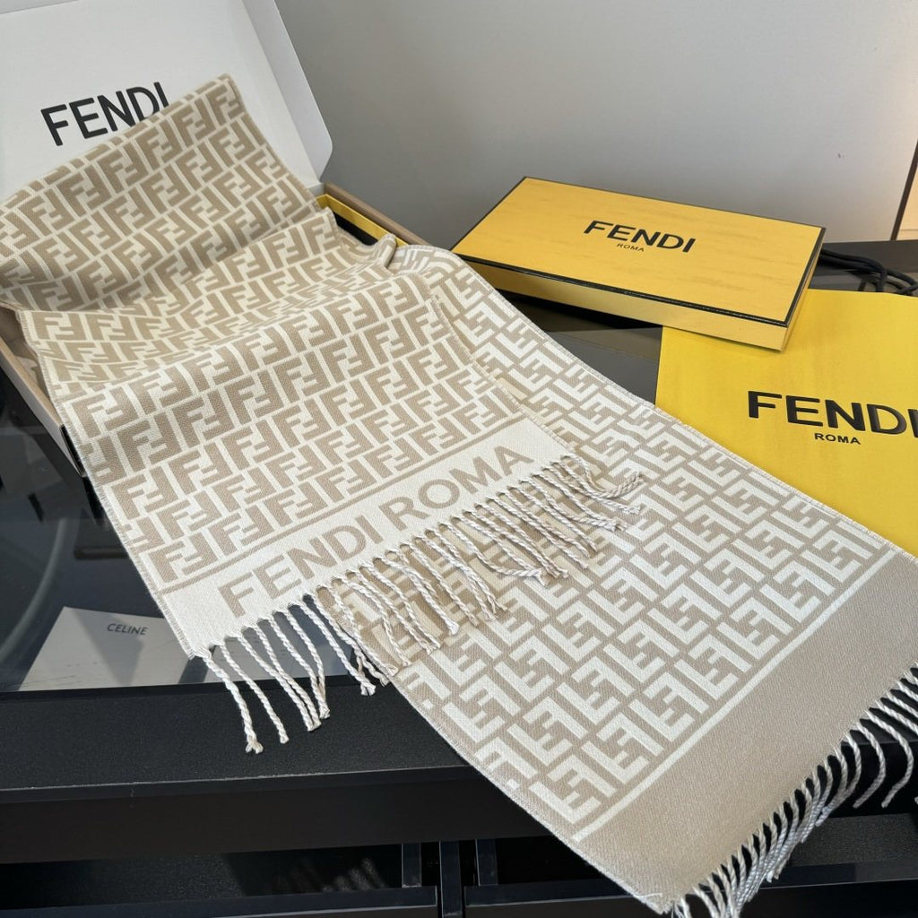 Fendi FF-Pattern Fringed Scarf