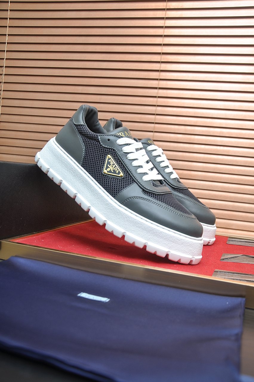 Prada Charcoal Gray & Black Low-Top Sneakers