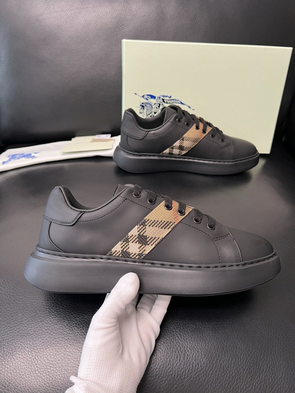 BURBERRY Check-Panel Low-Top Sneakers