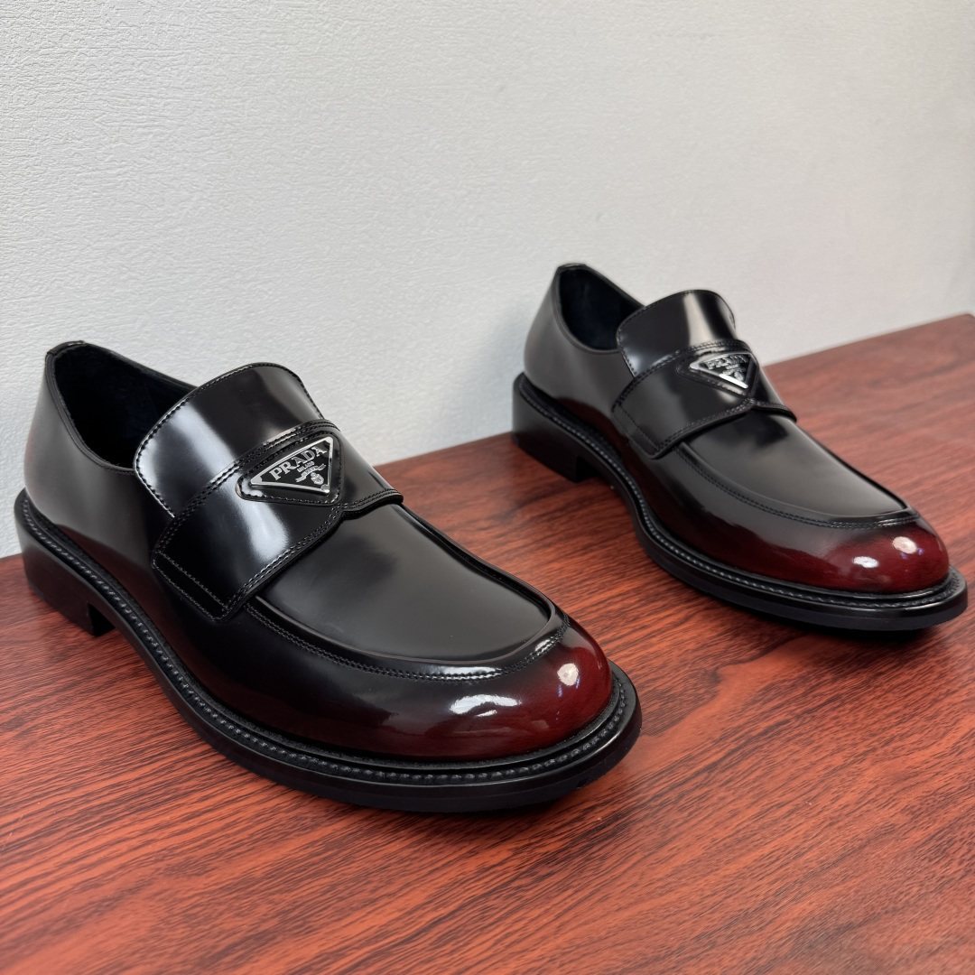 Prada Men's Red-Toe Leather Loafers