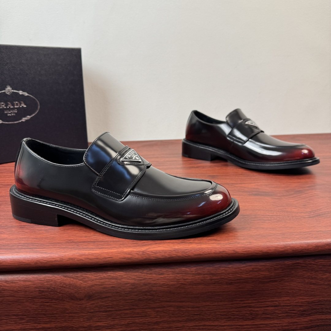 Prada Men's Red-Toe Leather Loafers