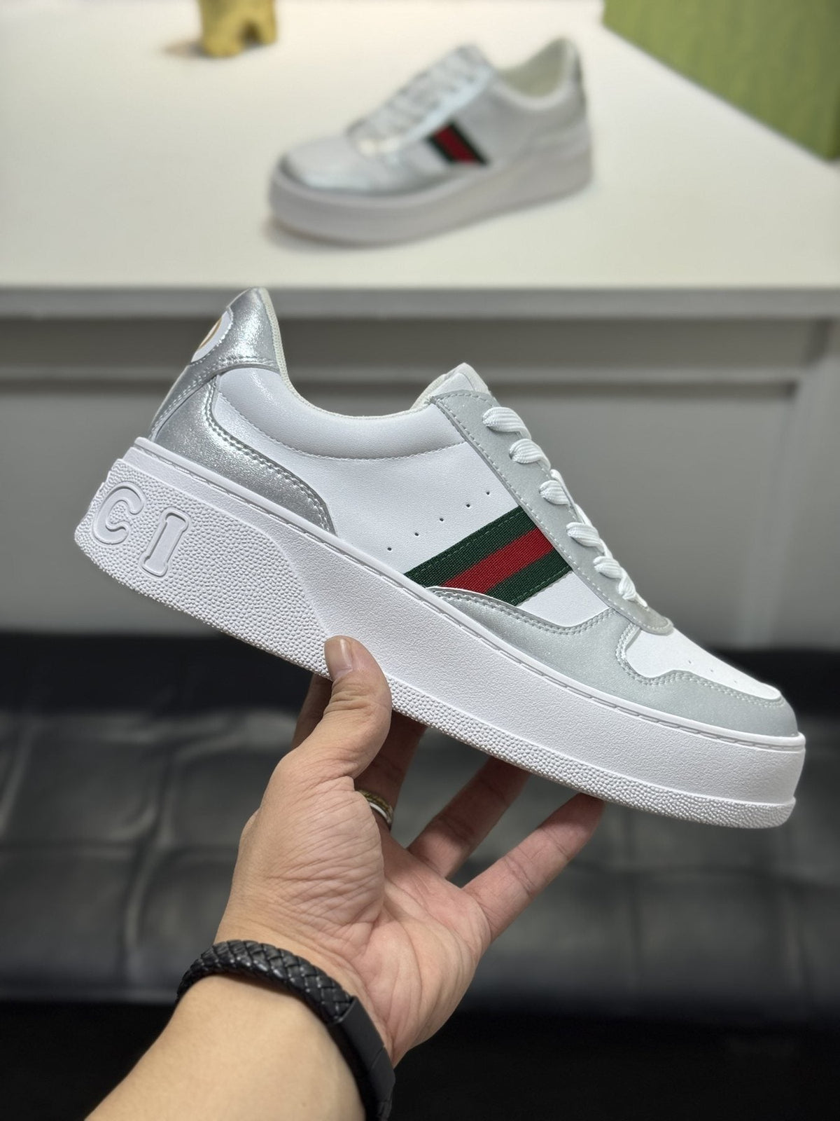 Gucci Green-Red Stripe Sneakers