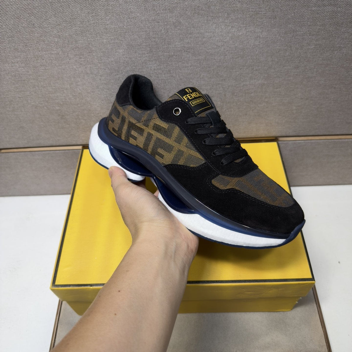 Fendi Men's Monogram Panel Low-Top Sneakers