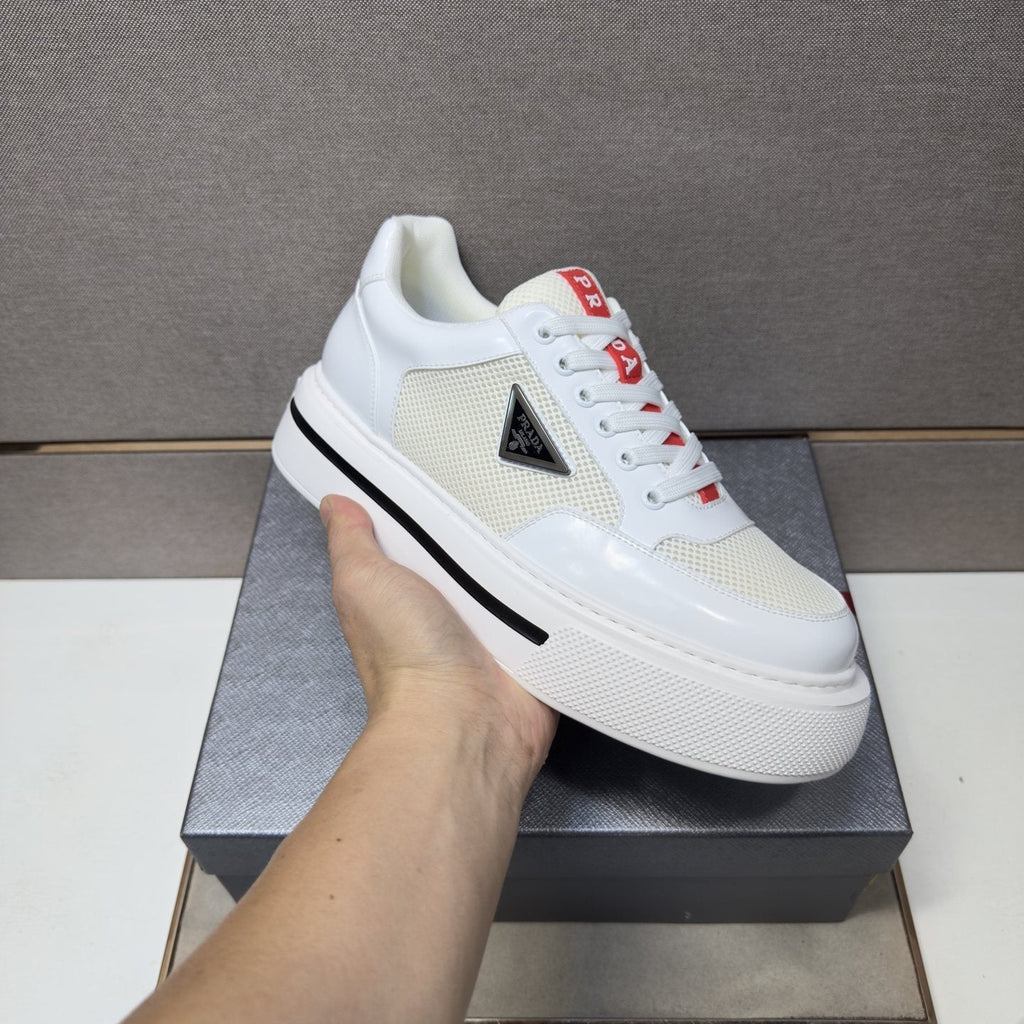 Prada Men's Contrast Panel Low-Top Sneakers