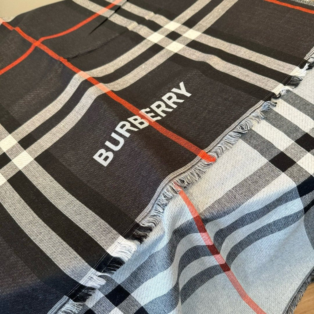 Burberry Charcoal Gray Plaid Scarf