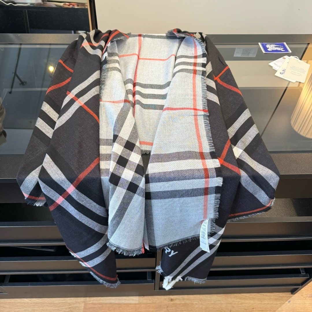 Burberry Charcoal Gray Plaid Scarf