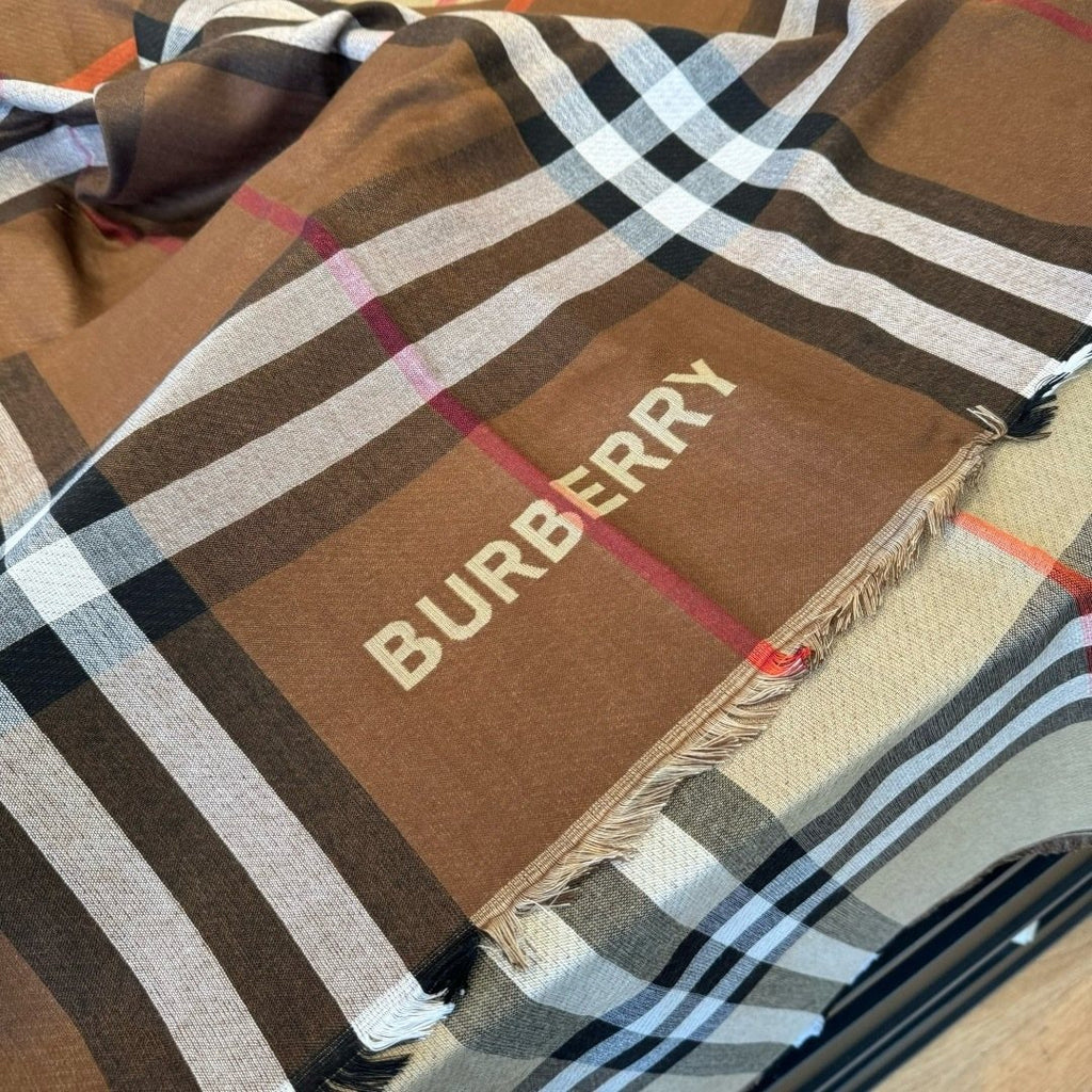 Burberry Charcoal Gray Plaid Scarf
