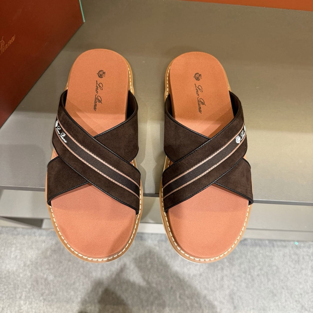 Loro Piana Men's Crisscross Slide Sandals - Cross Straps